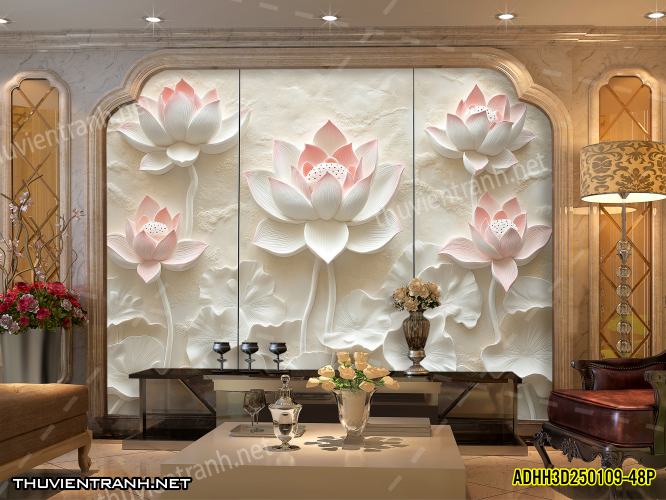 Tranh dán tường Hoa 3D- ADHH3D250109--48P - Tranh tường chất lượng cao